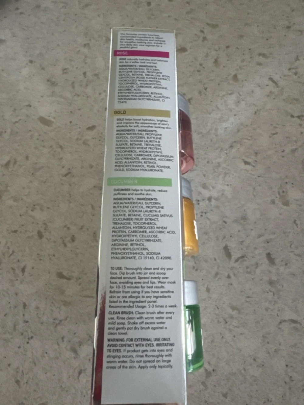 3-Pack Gel Face Mask Set + Applicator Brush | Rose Gold Cucumber Spa Kit - Picture 5 of 5